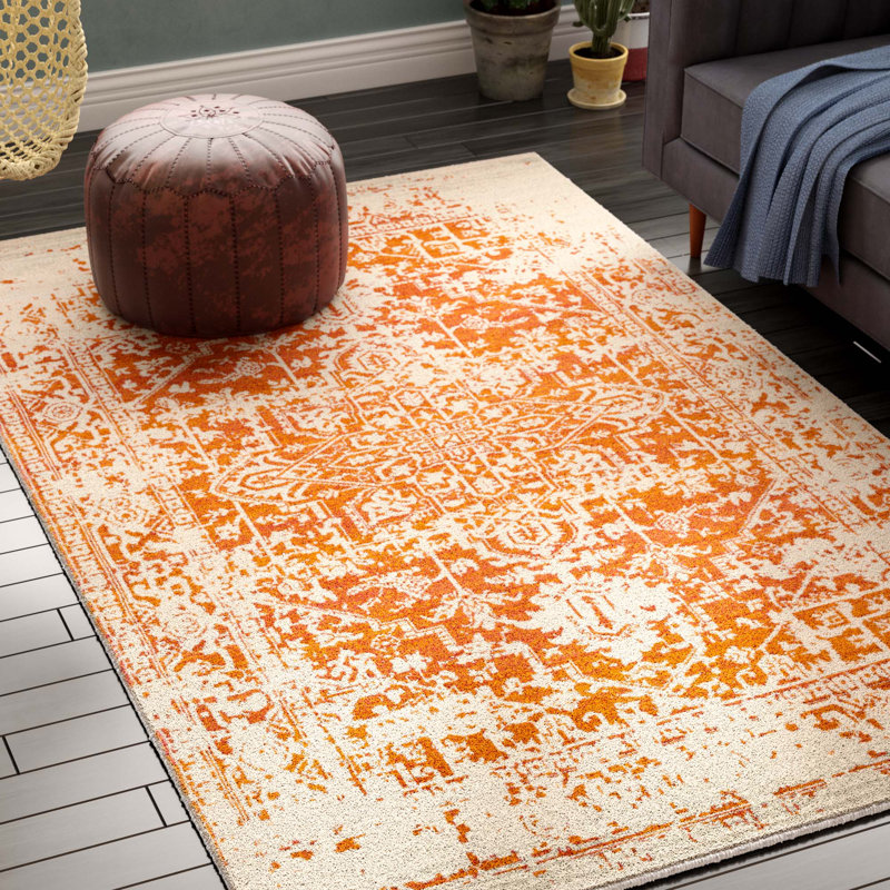 Mistana™ Hillsby Burnt Orange/Beige Area Rug & Reviews Wayfair